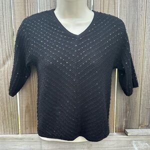 Vintage BCBG Max Azria Black Sequin Knit Top – Size M